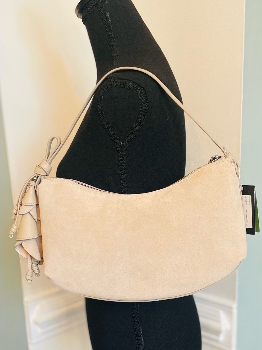 NWT kate spade Cream Suede Shoulder Bag with Tassel